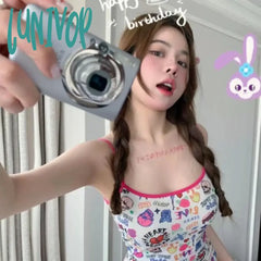 Lunivop 2024 Spring Summer New Camisole Vests Fashion Sweet Slim Fit Graffiti Pink Tank Top Y2K