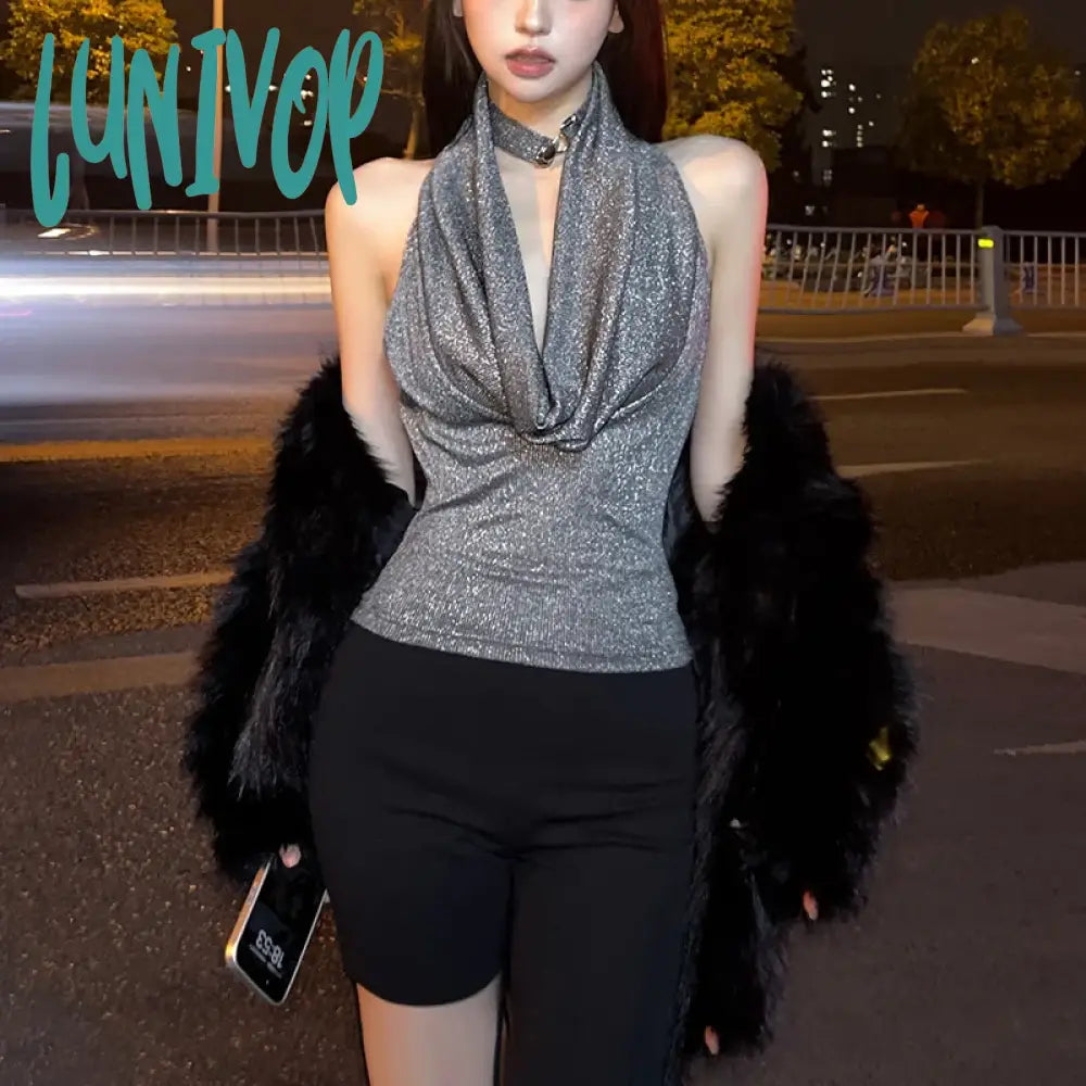 Lunivop 2024 Spring New Grey Simple Loose Casual All-Match Fashionable High Street Sexy Mature