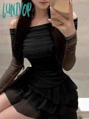 Lunivop 2024 Summer Even Party Y2K Mini Dress Women Two Pieces Skirt Set Female Japanese Kawaii