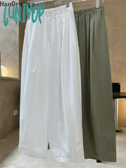 Lunivop 2024 Summer Fashion Simple High Waist Wide Leg Pants Women Loose Thin Casual Silhouette
