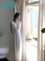 Lunivop 2024 Summer Korean New Elegant Fashion Women’s Midi Bandge Slim Waist Sleeveless Dress