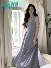 Lunivop 2024 Summer Korean New Elegant Fashion Women’s Midi Bandge Slim Waist Sleeveless Dress