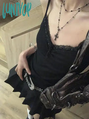 Lunivop 2024 Summer Lace Patchwork Vest For Women Korean Fashion Slim Fit Ruched Camisole Y2K