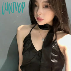 Lunivop 2024 Summer New Black Camisole Mujer Fashion Street Sexy Slim Fit Ruched Vest For Women Y2K