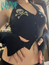 Lunivop 2024 Summer Sexy Backless Halter Tops Women Fashion Street Skull Diamond Camisole Y2K