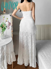 Lunivop 2024 Summer Streetwear Vintage Dresses Grunge Y2K Aesthetic Irregular Ruffled Vestido Slim