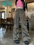 Lunivop 2024 Woman Y2K Camo Cargo Pants Streetwear Grunge Vintage Wide Leg Trousers Oversized
