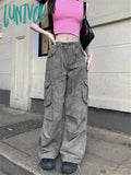 Lunivop 2024 Woman Y2K Camo Cargo Pants Streetwear Grunge Vintage Wide Leg Trousers Oversized