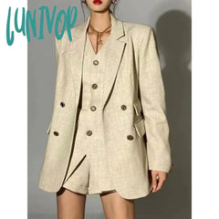 Lunivop 2024 Women’s Blazer And Vest Shorts Three Pieces Set Jacket Suits Korean Fashion Office