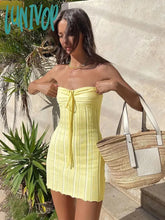 Lunivop 2024 Y2K Mini Backless Bodycon Dress Women Sexy Halter Neck Sleeveless Knitted Party