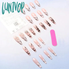 Lunivop 24-Piece French Fake Nails + 1 Piece Of Nail Glue + 1 File