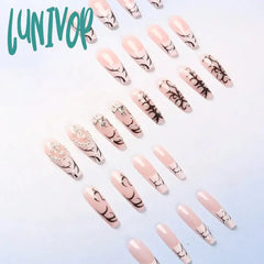 Lunivop 24-Piece French Fake Nails + 1 Piece Of Nail Glue + 1 File