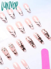 Lunivop 24-Piece French Fake Nails + 1 Piece Of Nail Glue + 1 File