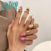 Lunivop 3/4/5Pcs Trend Geometric Open Nail Ring Ins Niche Design Temperament Exquisite Manicure Set