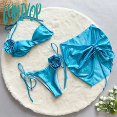 Lunivop 3 Pieces Bikini Sexy Women Swimsuits Female Swimwear Floral Sets Swimming Suits Outfits