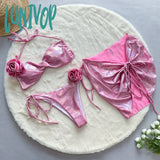 Lunivop 3 Pieces Bikini Sexy Women Swimsuits Female Swimwear Floral Sets Swimming Suits Outfits
