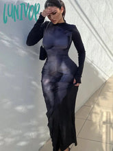 Lunivop 3D Body Print Maxi Dress Women Y2K Aesthetic Full Sleeve Unique Body-Shaping Attirewear