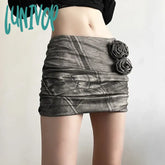 Lunivop 3D Floral Appliques Mini Skirts Sexy New In Micro Skirt Extreme Y2K Harajuku Fashion