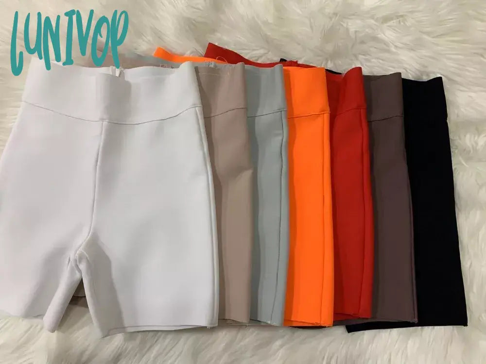 Lunivop 7 Colors Women Summer Sexy Gray Black White Casual Stretchy Bandage Shorts Designer Bodycon