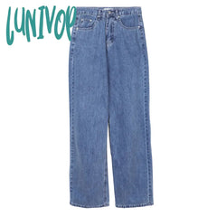 90s streetwear High Waist Straight Jeans Women's Summer Korean Style Ins Retro Versatile Casual Loose Wide Leg Mop Long Pants Fashion