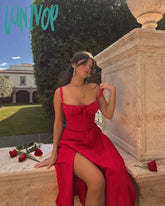 Lunivop A Line Floral Printing Dress Midi Sexy Prom Club Night Dresses Summer Bodycon Women Party