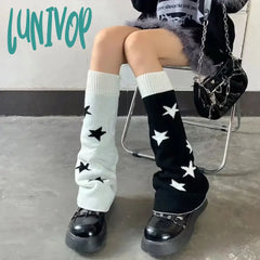 Lunivop Ab Star Knitted Leg Warmers Y2K Gothic Harajuku Women Japanese Socks Hot Girl Accessories