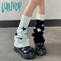 Lunivop Ab Star Knitted Leg Warmers Y2K Gothic Harajuku Women Japanese Socks Hot Girl Accessories