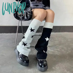 Lunivop Ab Star Knitted Leg Warmers Y2K Gothic Harajuku Women Japanese Socks Hot Girl Accessories