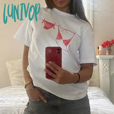 Lunivop Aesthetic Outfits Women Short Sleeve Pullovers Tops Fashion Graphic Print Loose Fit T-Shirt