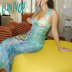 alien invasion dress to impress Street Hipster Sexy Hip Skirt Summer Hot Selling Lace Print Sleeveless Backless Dress Women