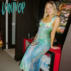 alien invasion dress to impress Street Hipster Sexy Hip Skirt Summer Hot Selling Lace Print Sleeveless Backless Dress Women