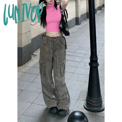 Lunivop American Fashion Camouflage Denim Workwear Pants For Women’s Summer Loose Hip-Hop Wide