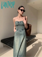 Lunivop American Jeans Retro High-End Denim Dress Women’s Top Design Versatile And Unique Slim