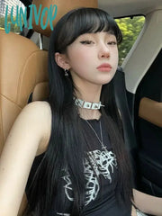 Lunivop American Punk Black Web Print Camisole Vests Summer New Slim Fit Lace Up T-Shirts Y2K