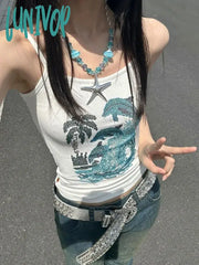 Lunivop American Retro Colorful Diamond Vest Strap For Women Summer New Sexy Slim Fit Camisole Y2K