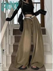 Lunivop American Retro Oversized High Waist Baggy Jeans For Women Casual Y2K Wide Leg Grunge