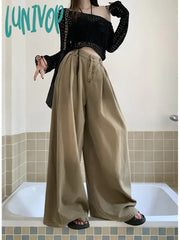 Lunivop American Retro Oversized High Waist Baggy Jeans For Women Casual Y2K Wide Leg Grunge