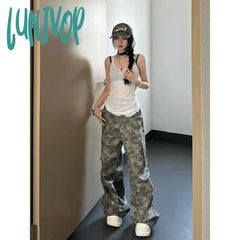 Lunivop American Retro White Camisole Vest 2024 Summer New See Through Mesh Tank Top Y2K Irregular