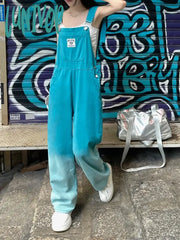 Lunivop American Street Women’s Gradual Blue Strap Pants Summer New Chic Loose Female Rompers