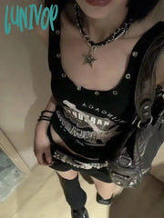 Lunivop American Vintage Punk Rock Camisole For Women Summer Sexy Slim Fit Print T-Shirts Y2K