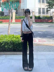 Lunivop American White Slim Fit Halter Camisole Tops Y2K E-Girl Sexy Off Shoulder Sleeveless Tank