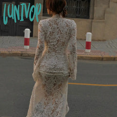 android vs cyberborg dress to impress 2024 Early Autumn New Sexy Hot Girl Lace Stitching Fashion Street Slit Long Sleeve Dress