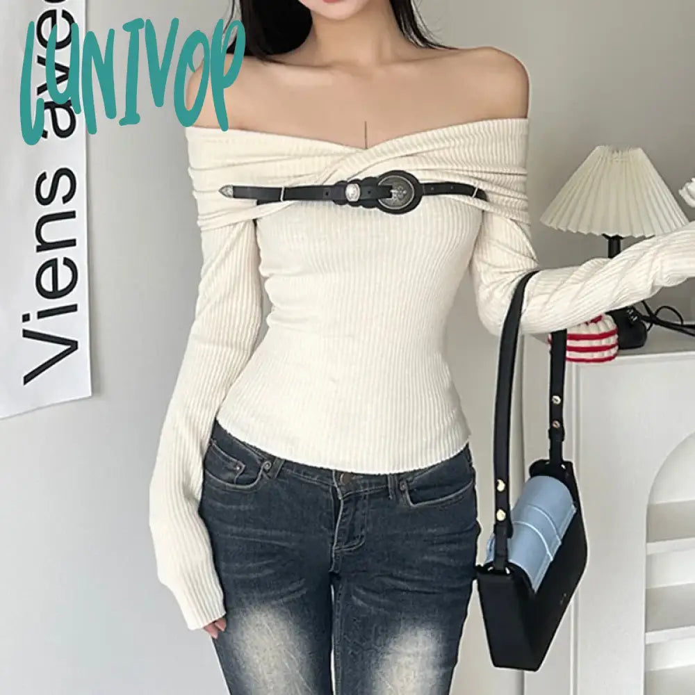 Lunivop Apricot Pullover Knitted Sweater Harajuku 90S Aesthetic Long Sleeve Jumper Sweaters Korean