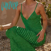Lunivop Asymmetric Ruffle Sexy Backless Slip Maxi Dress Party Club Outfits For Women Sleeveless