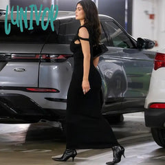 Lunivop Asymmetrical Twist One Shoulder Maxi Long Dress Kylie Jenner Outfits Elegant Sexy Summer