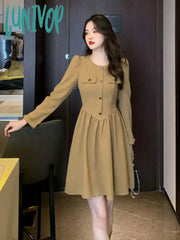 Lunivop Autumn And Winter Fashion Black Long Sleeve Office Women’s Dresses Korean Retro Evening