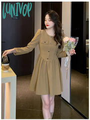 Lunivop Autumn And Winter Fashion Black Long Sleeve Office Women’s Dresses Korean Retro Evening