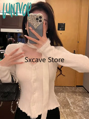 Lunivop Autumn Casual Bodycon Knitted Sweater Women Outwear Elegant Vintage Pullover Korean Style