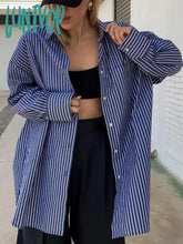 Lunivop Autumn Classic Striped Blouses Women New Long Sleeve Single Breasted Pocket Lapel Blouse