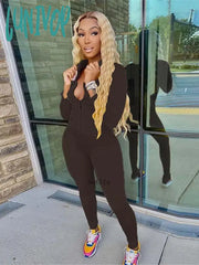 Lunivop Autumn Two Piece Set Women Long Sleeve Hooded Zipper Pocket Sporty Jackets + Leggings